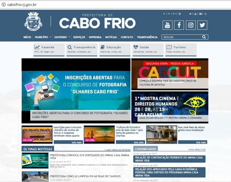 Novo site da Prefeitura de Cabo Frio oferece mais transparência